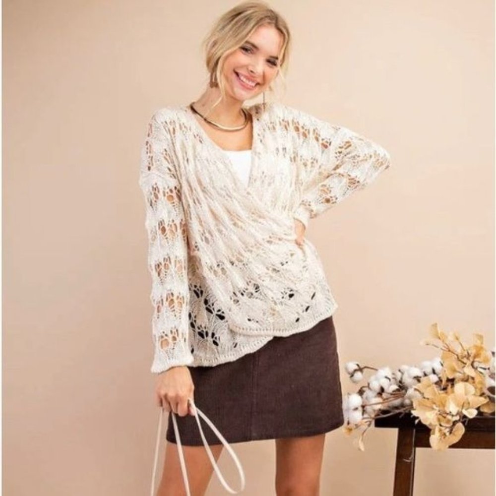 Kori Cream Lace Knit Top